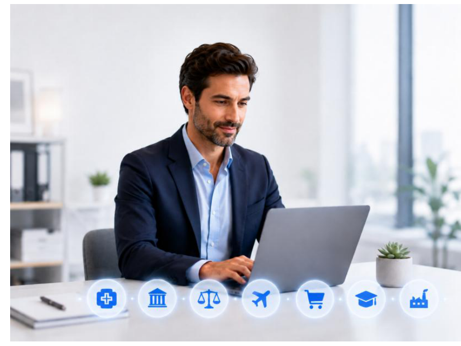 Man working as Sales Sym Dylan researching prospects and managing sales pipeline